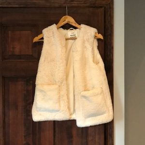Zara Fluffy White Vest
